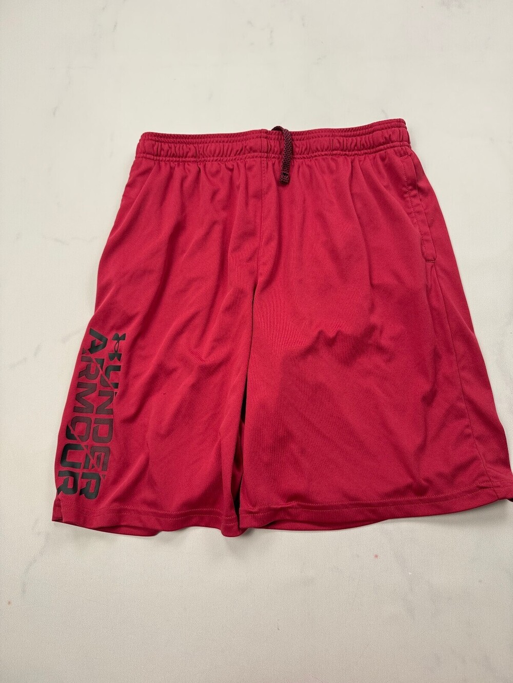 Under Armour Athletic Shorts Red Contemporary Adjustable Drawstring - Boys YXL